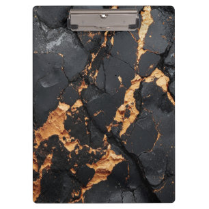 Porte-bloc Marbre Noir Élégant avec Veines Dorées Art Moderne