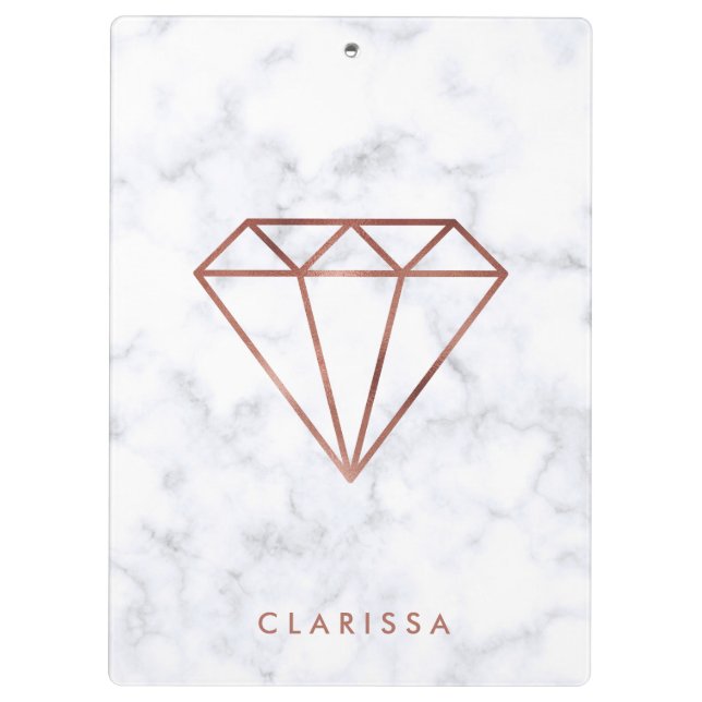 Porte-bloc marbre rose de blanc de diamant d'or de faux clair (Dos)