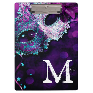 Porte-bloc Masquerade Masque Costum Monogramme Carte Clip Ini