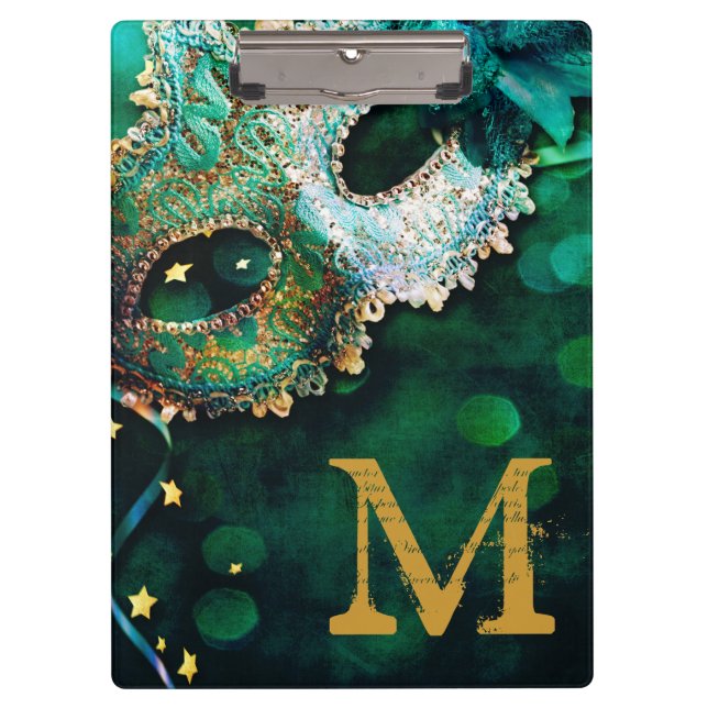 Porte-bloc Masquerade Masque Costum Monogramme Carte Clip Ini (Devant)