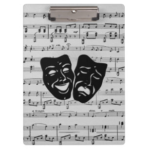 Porte-bloc Masques de théâtre unis par l'art argenté
