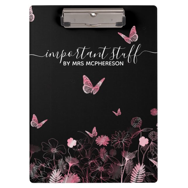 Porte-bloc Matière importante Champ de fleurs avec papillons (Devant)