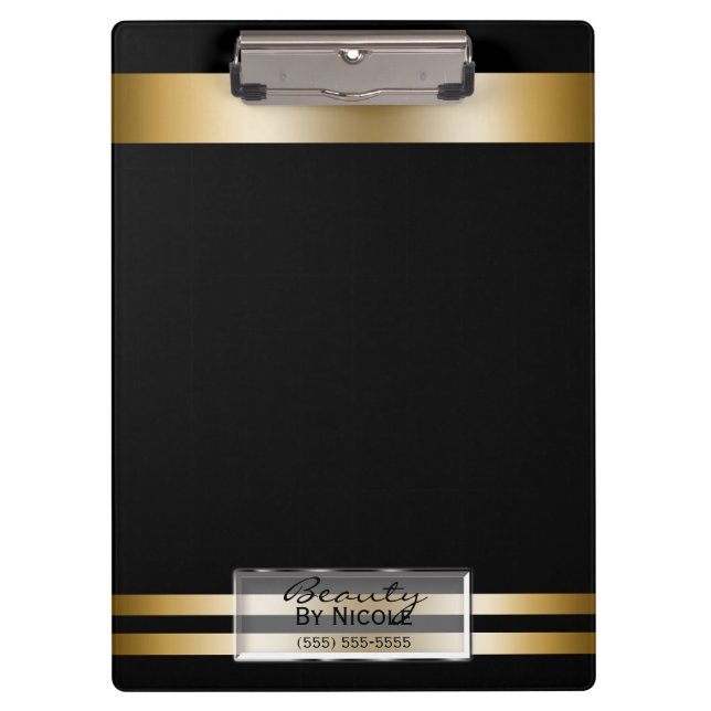 Porte-bloc Matte Black Gold Shine Elegant Glam Personnalisé (Devant)
