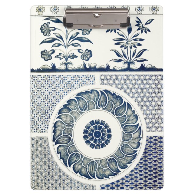 Porte-bloc Médaillon Chinois : Chinoiserie Bleu Indigo (Devant)