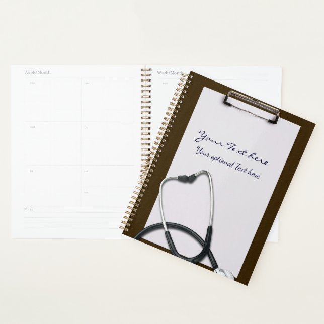 Porte - bloc Médicale Brown avec Stethoscope (Devant avec enveloppe)