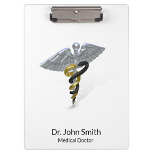 Porte-bloc Médicale Silver Caduceus Black Gold - Porte - bloc