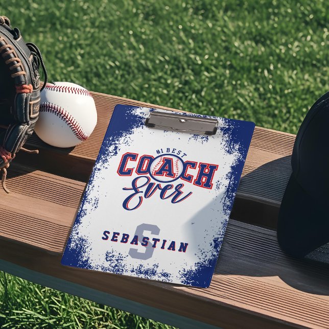 Porte-bloc Meilleur entraîneur de baseball Nom et monogramme  (Best Baseball Coach Personalized Name & Monogram Clipboard)
