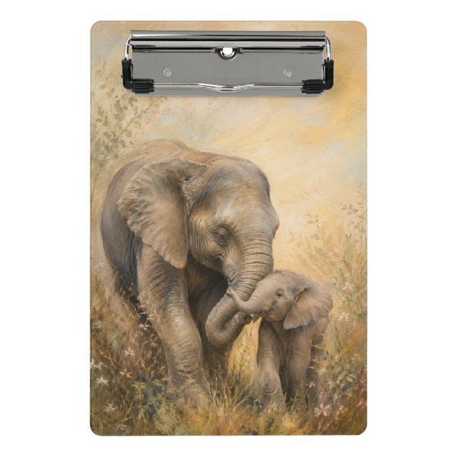 Porte-bloc Mère & Bébé Éléphant |  (Devant)