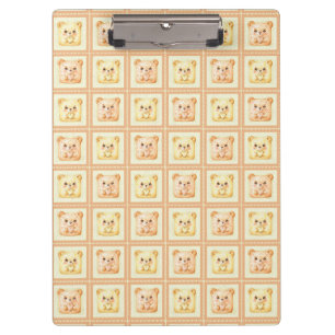 Porte-bloc Mignon ours en peluche au cookie en patchwork miel