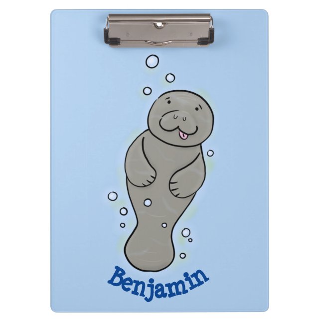 Porte-bloc Mignonne manatée bébé avec bulles illustration (Devant)