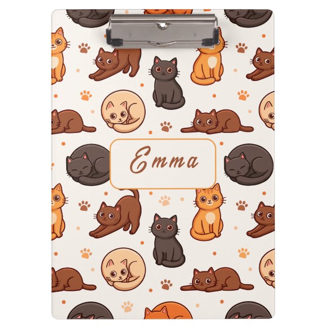 Porte-bloc Mignons Chats Motif Monogramme Nom Enfants (Devant)