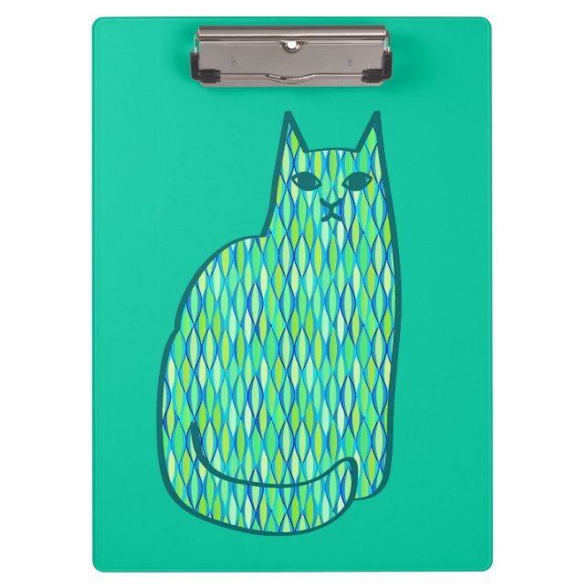 Porte-bloc Milieu du siècle moderne Chat, Mint et Lime Vert (Devant)