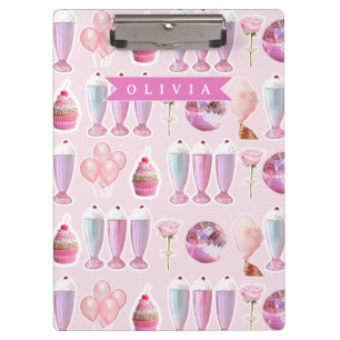 Porte-bloc Milkshake Rétro Rose Personnalisé Coquette Mignonn