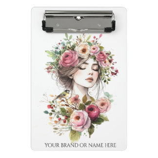 Porte-bloc Mini Clipboard Women with Roses-Wreath