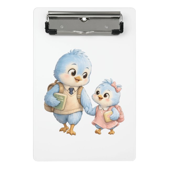 Porte-bloc mini Frères et sœurs oiseaux mignons (Devant)
