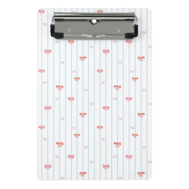 Porte-bloc Mini personnalisé à rayures et ruban doux (Devant)