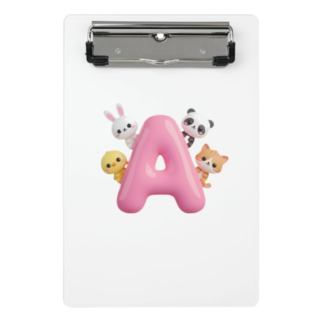 Porte-bloc miniature Lettre A Ballon Rose 3D (Devant)