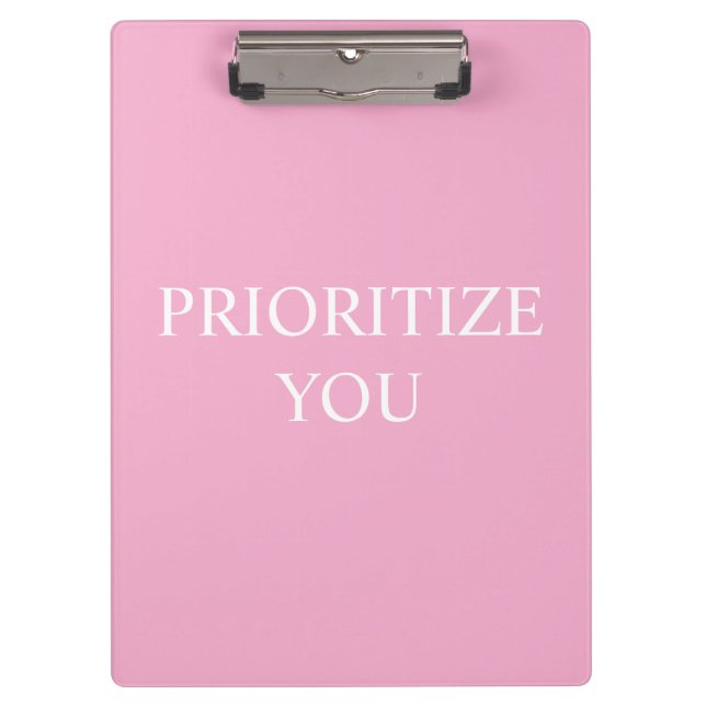 Porte-bloc Minimal Prioriser Vous Citation Rose Poussiéreuse  (Devant)