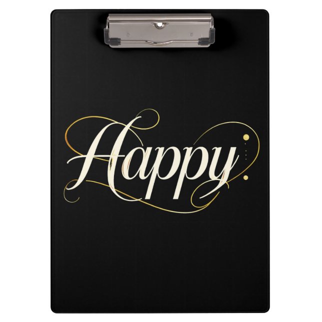 Porte-bloc Minimalist Elegant Gold Happy Typography - Classy  (Devant)