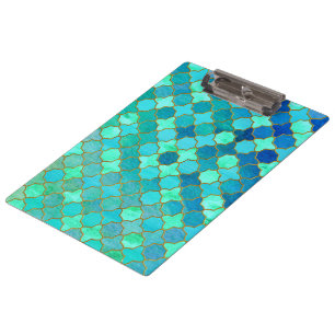 Porte-bloc Mint Aqua Turquoise Gold Oriental Marocain Carrela