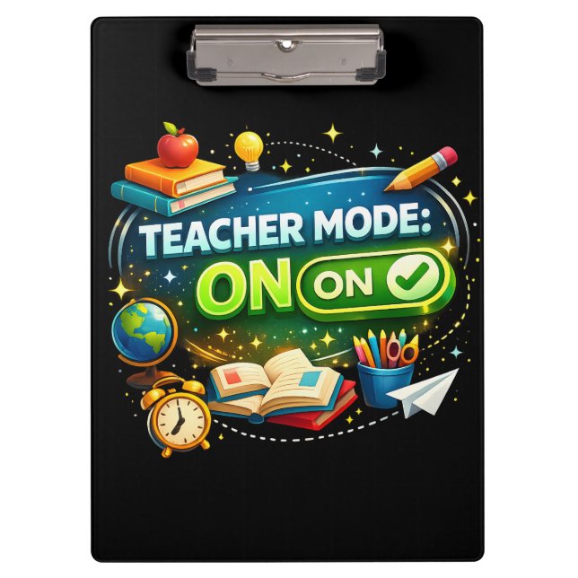 Porte-bloc Mode Enseignant : ACTIVÉ – Joli design de rentrée  (Devant)