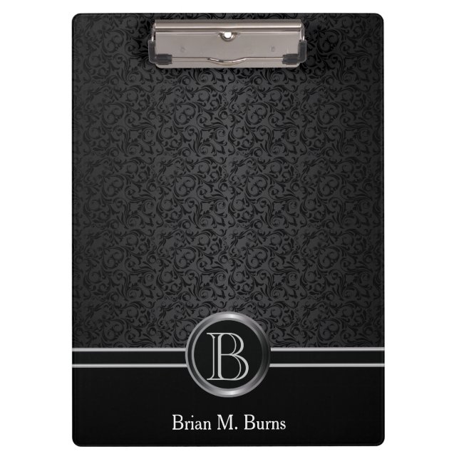 Porte-bloc Modèle de Damas élégant | Monogramme DO-IT-YOURSEL (Devant)
