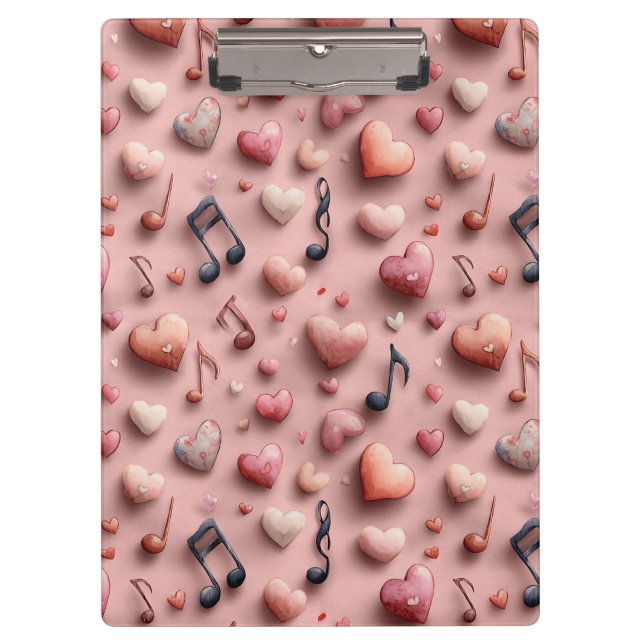 Porte-bloc Modèle de la Saint-Valentin Cœurs Musicaux (Devant)