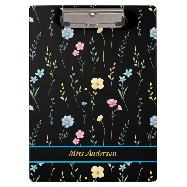 Porte-bloc Modèle Floral moderne Nom personnalisable (Devant)