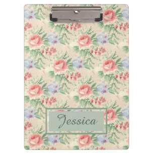 Porte-bloc Modèle floral rose Vintage clair personnalisé