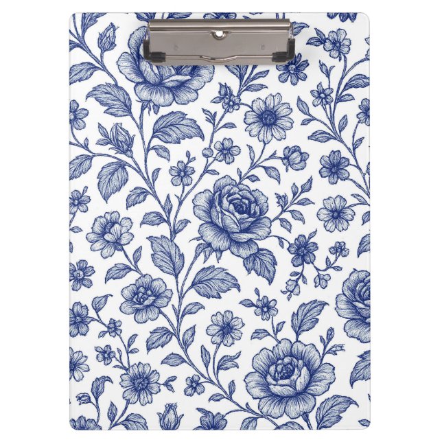 Porte-bloc Modèle Floral Royal Bleu Rose (Devant)