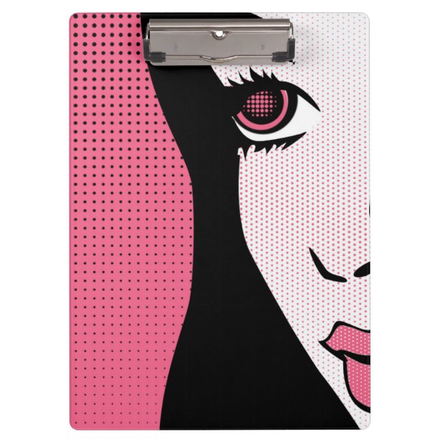 Porte-bloc Modern Comic Book Pop Art of Woman's Face (Devant)