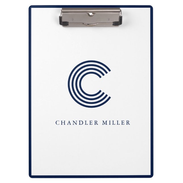Porte-bloc Modern Navy Blue Border Custom Stationery (Devant)