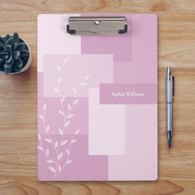 Porte-bloc moderne abstrait rose mauve blanc à mot (Créateur téléchargé)