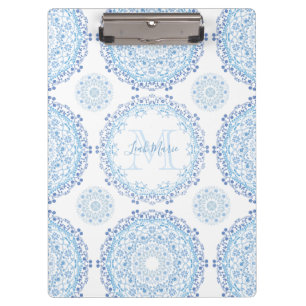 Porte-bloc Moderne Chic Tendance Mandala Monogrammé Bleu