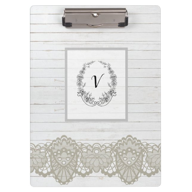 Porte-bloc Moderne Design Monogramme Bois Vintage (Devant)