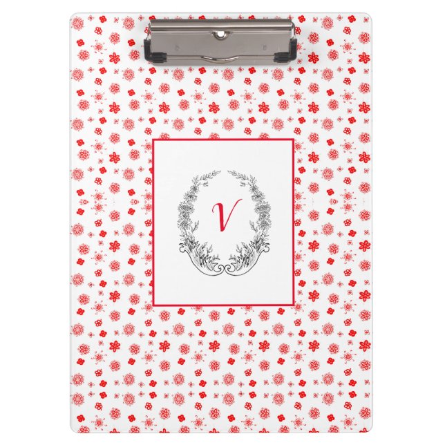 Porte-bloc Moderne élégant Monogramme Fille Motif Rouge (Devant)