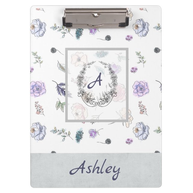 Porte-bloc Moderne élégant Monogramme Motif Ashley (Devant)