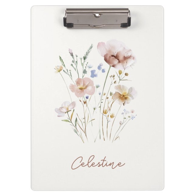 Porte-bloc Moderne Fleur Douce Nom Personnalisé (Devant)