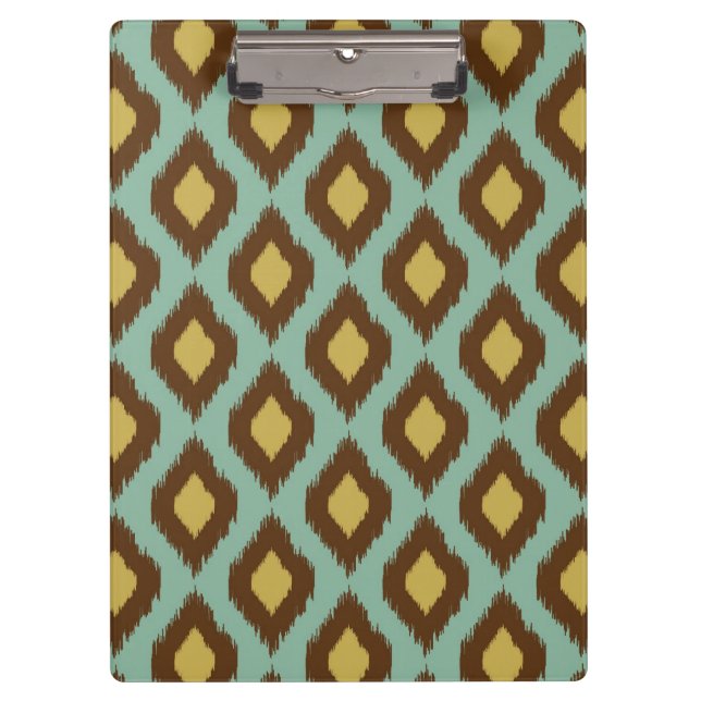Porte-bloc Moderne jaune bleu d'ikat tribal moderne (Devant)
