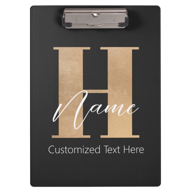 Porte-bloc Moderne Monogramme Initiale H & Nom Personnalisé (Devant)