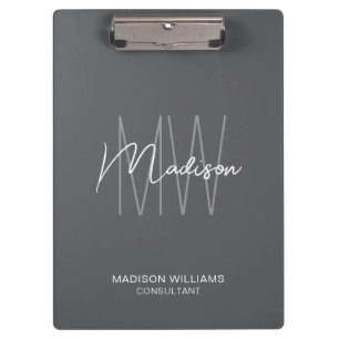 Porte-bloc Moderne Monogramme Logo Gray Consultant