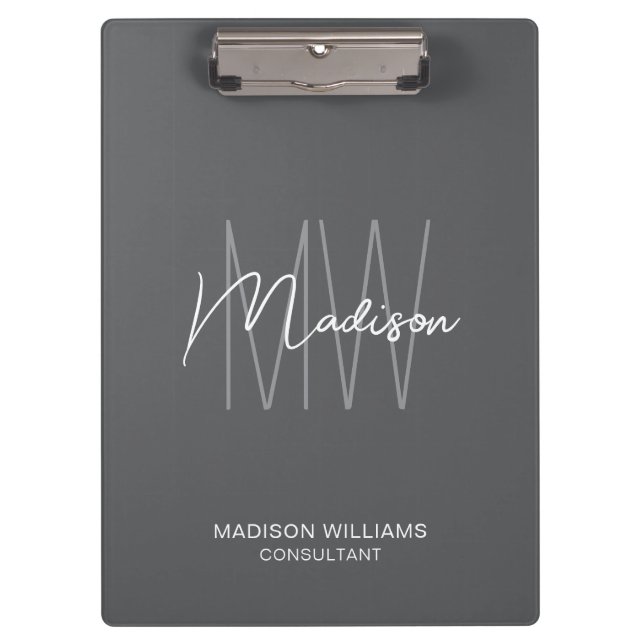 Porte-bloc Moderne Monogramme Logo Gray Consultant (Devant)