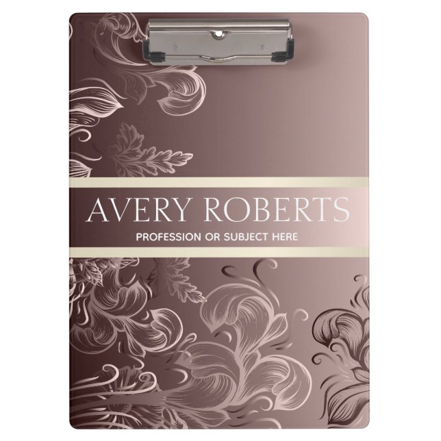 Porte-bloc Moderne Professionnel Metallic Floral Luxe (Devant)