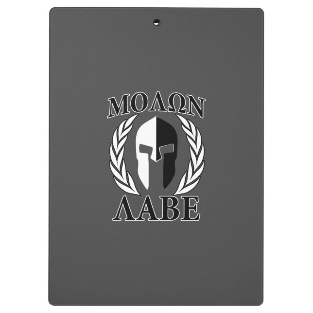 Porte-bloc Molon Labe Laurels en Masque Spartiate Noir & Blan (Dos)