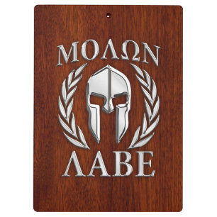 Porte-bloc Molon Labe Spartan Warris Laurels Chro Wood Print