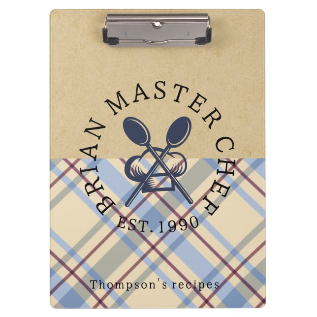 Porte-bloc Monogram classic farmhouse style kraft paper Plaid (Devant)