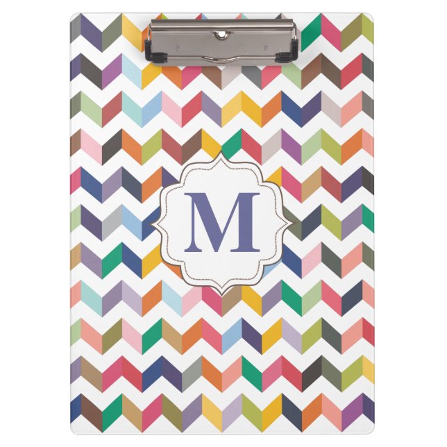 Porte-bloc Monogram Teachers Clip board Chevron Motif (Devant)