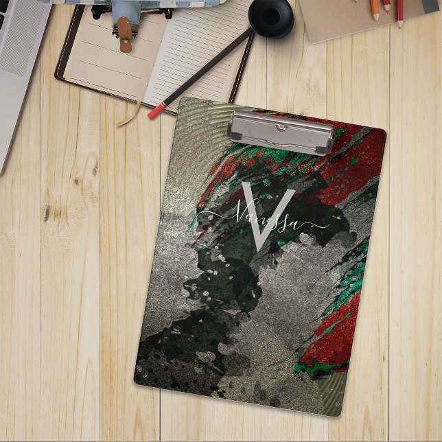 Porte-bloc Monogramme Abstrait Glitterie Or Glam Faux (Créateur téléchargé)