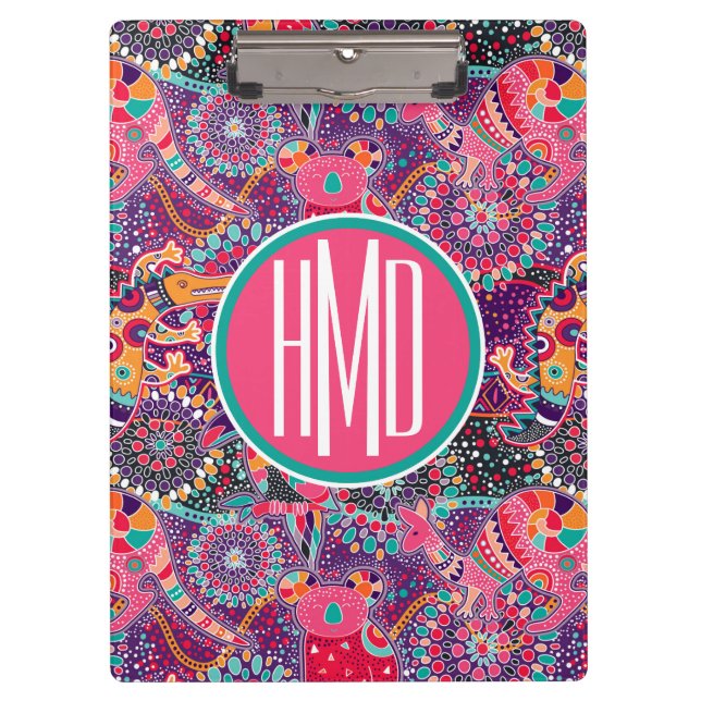 Porte-bloc Monogramme animal du motif | de style ethnique (Devant)