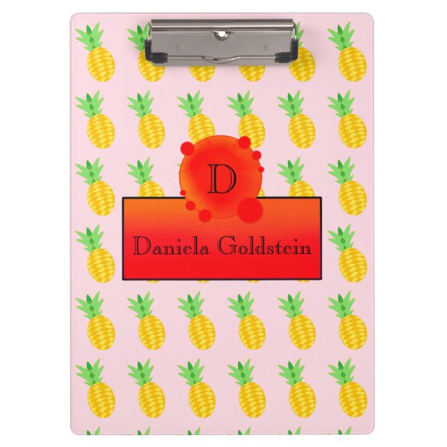 Porte-bloc Monogramme apaisant au soleil de l'ananas (Devant)